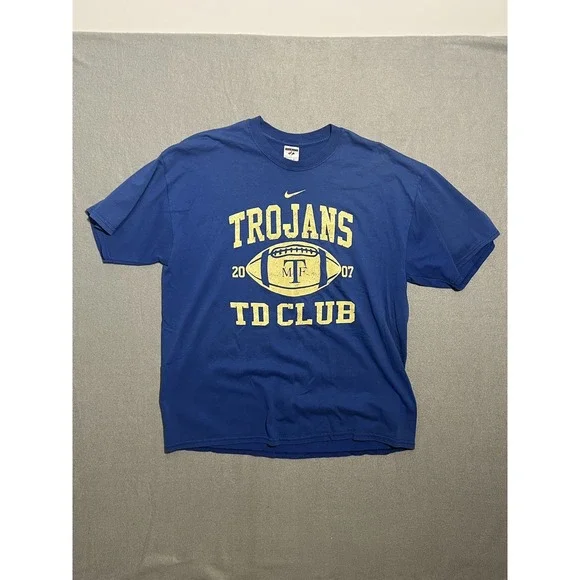 Jerzees Men's XL Blue Trojans TD Club 2007 Football Graphic Print T-Shirt - Picture 1 of 4